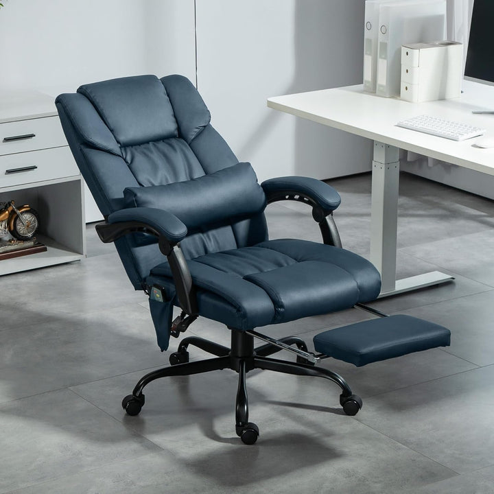 High Back Massage Office Chair with 6 Vibration Points, PU Leather