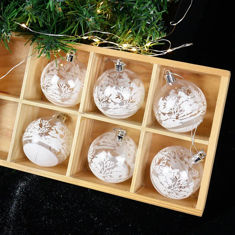 6cm transparent snow Christmas balls