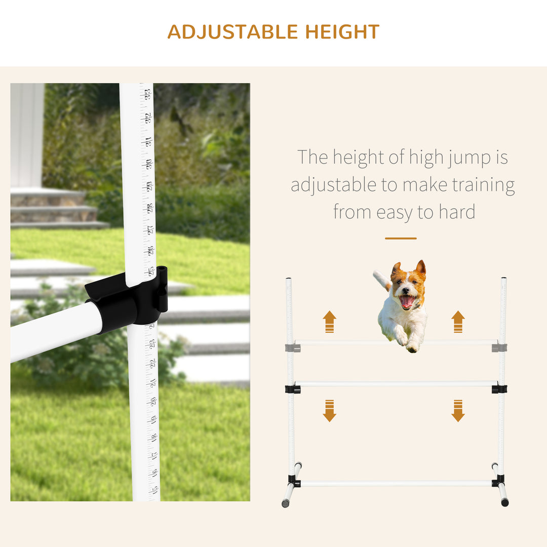 Dog jump training aid with adjustable height feature