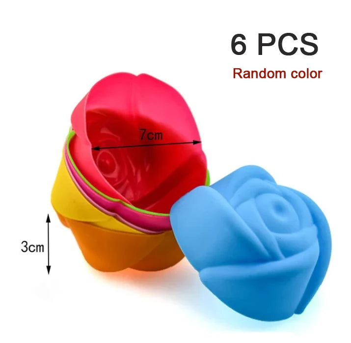 6pec Rose-Shaped Cake Molds