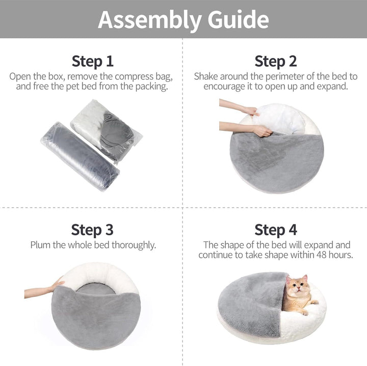 Assembly guide for a pet bed with step by step instructions