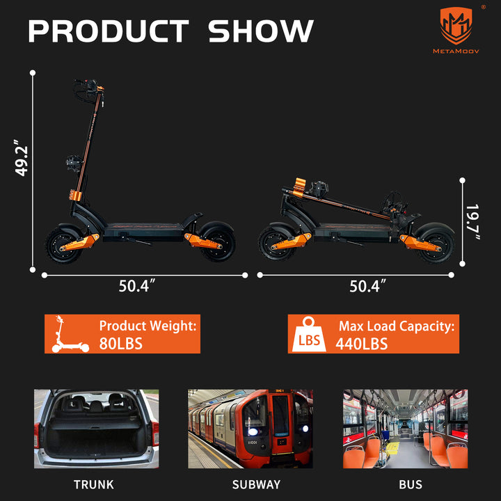 Adult Electric Scooter (2x1500W/ 80KM Range/ 70KMPH Top Speed)- ZO08 Metamoov