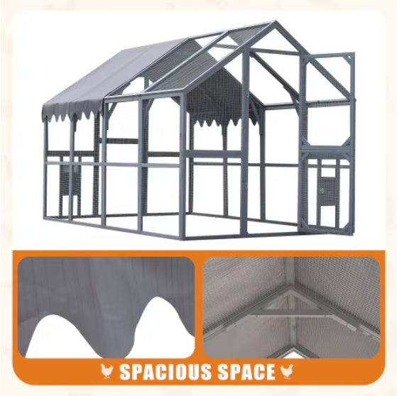 Gray Metal Chicken Coop with an Interior Space