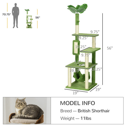 Indoor Cat Tower Green Dimensions