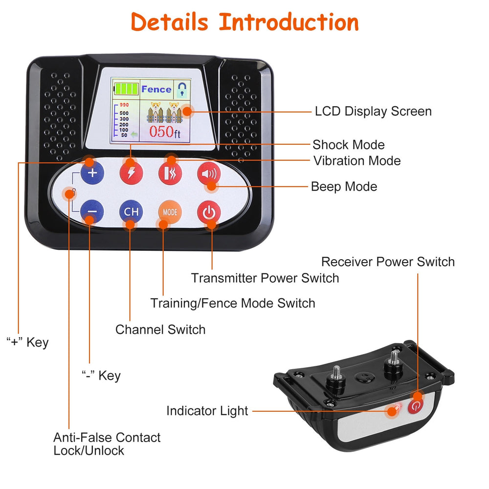 990ft range dog training collar