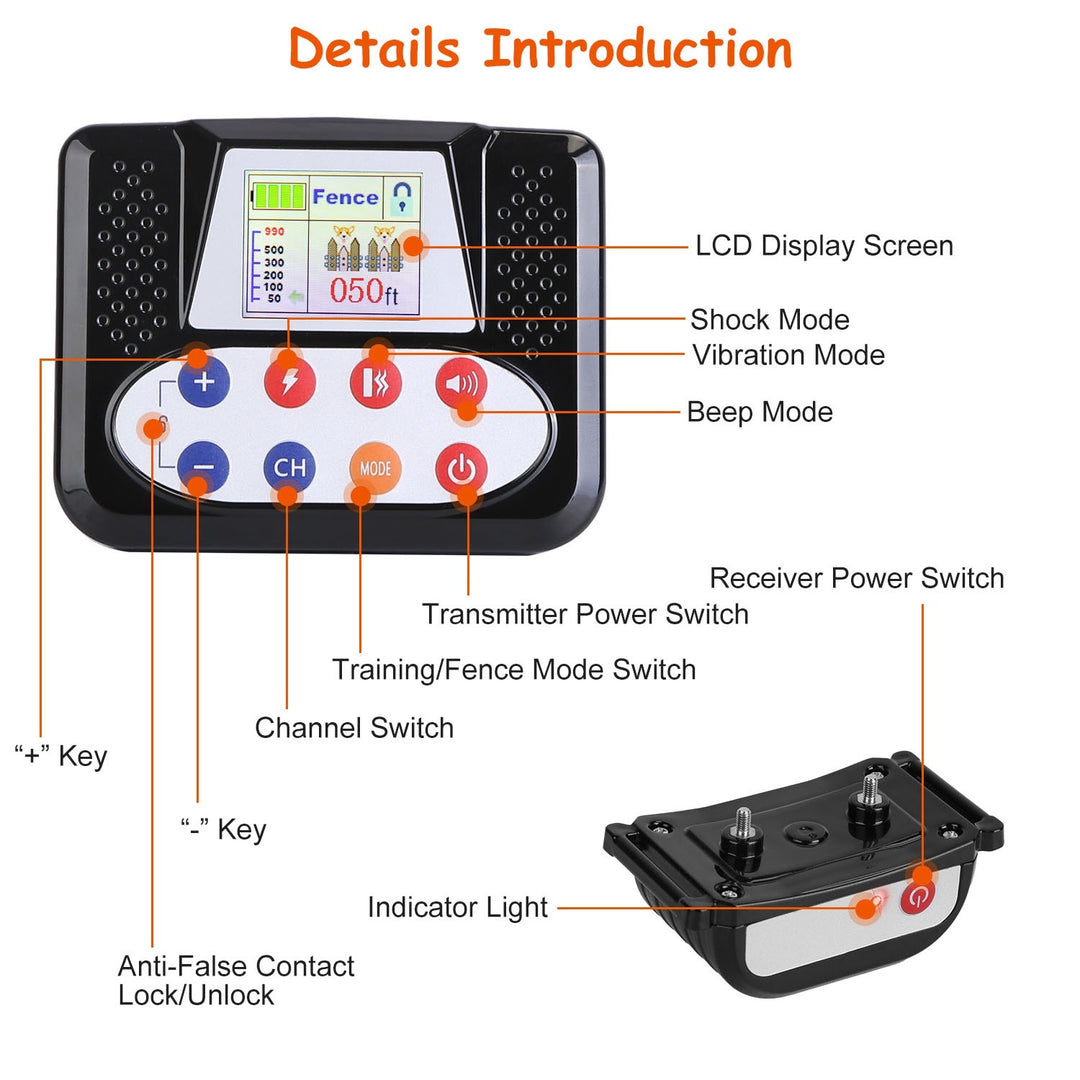 990ft range dog training collar