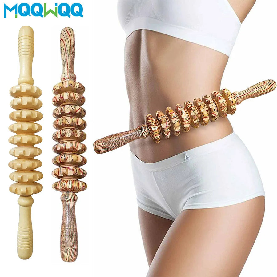 9 Roller Wooden Massage Stick

