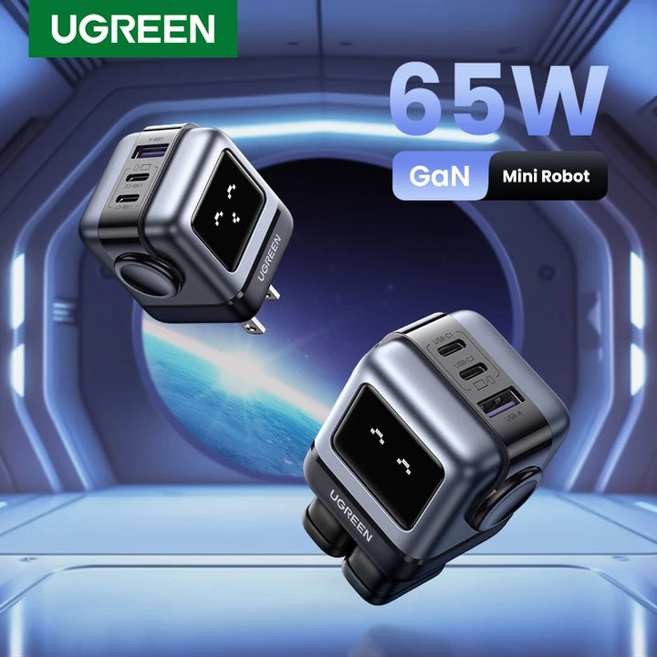 US Plug - UGREEN 65W / 30W GaN Fast Charger | Robot Design PD3.0 Fast Charger | QC4.0 3.0 PPS for iPhone 15 14 13 Pro Macbook, Laptop, Tablets