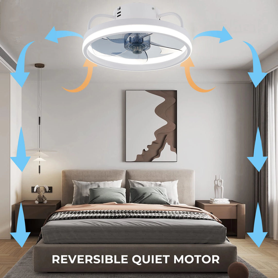 55W Smart Ceiling Fan Fans With Lights, Remote Control. perfect For Bedroom Decor, Ventilation, 33cm Air Invisible Blades, Silent Operation