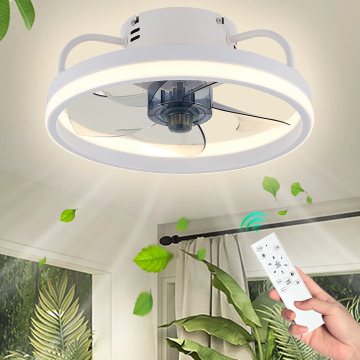 55W Smart Ceiling Fan Fans With Lights, Remote Control. perfect For Bedroom Decor, Ventilation, 33cm Air Invisible Blades, Silent Operation