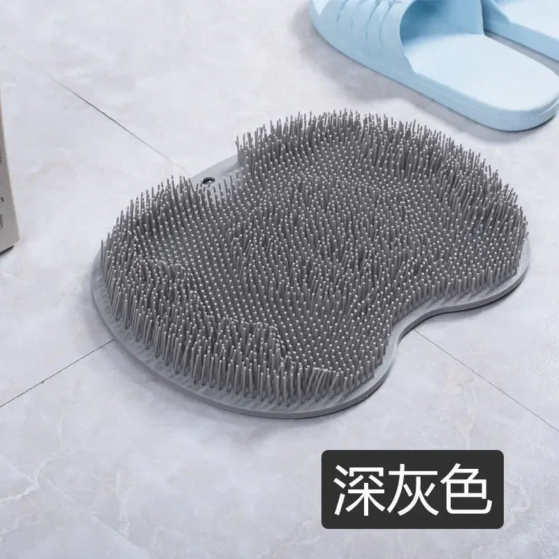 A Gray color Foot Massaging Shower Mat With Suction Cups