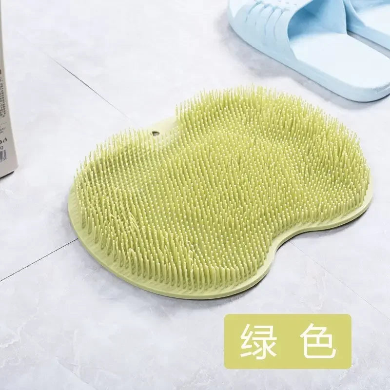 A Green Color Shower Mat For Foot Massage And Comfort
