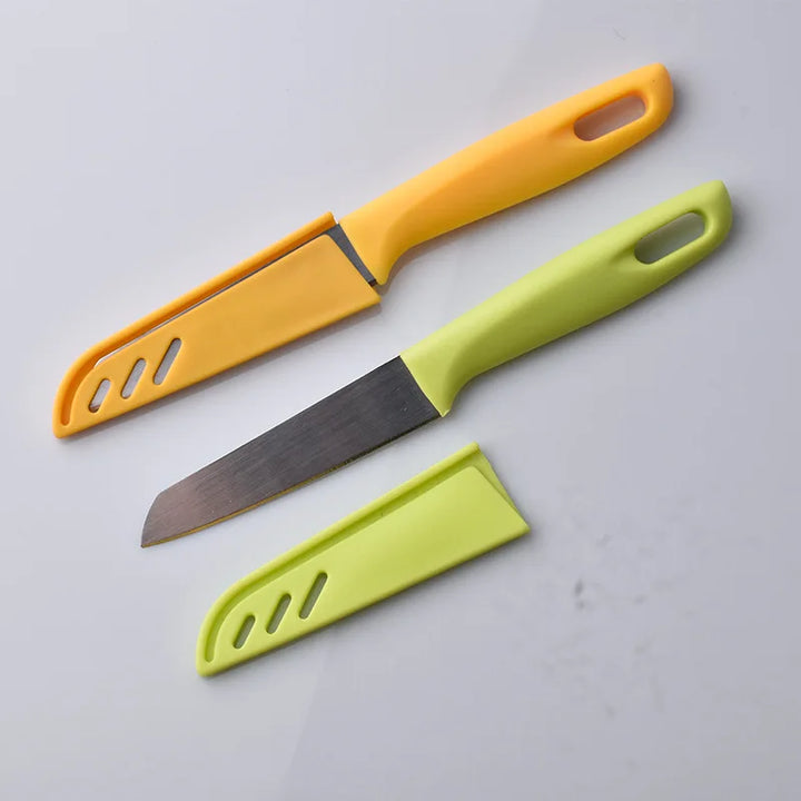 A Orange and Green Colour Portable Stainless Steel Kitchen Knife