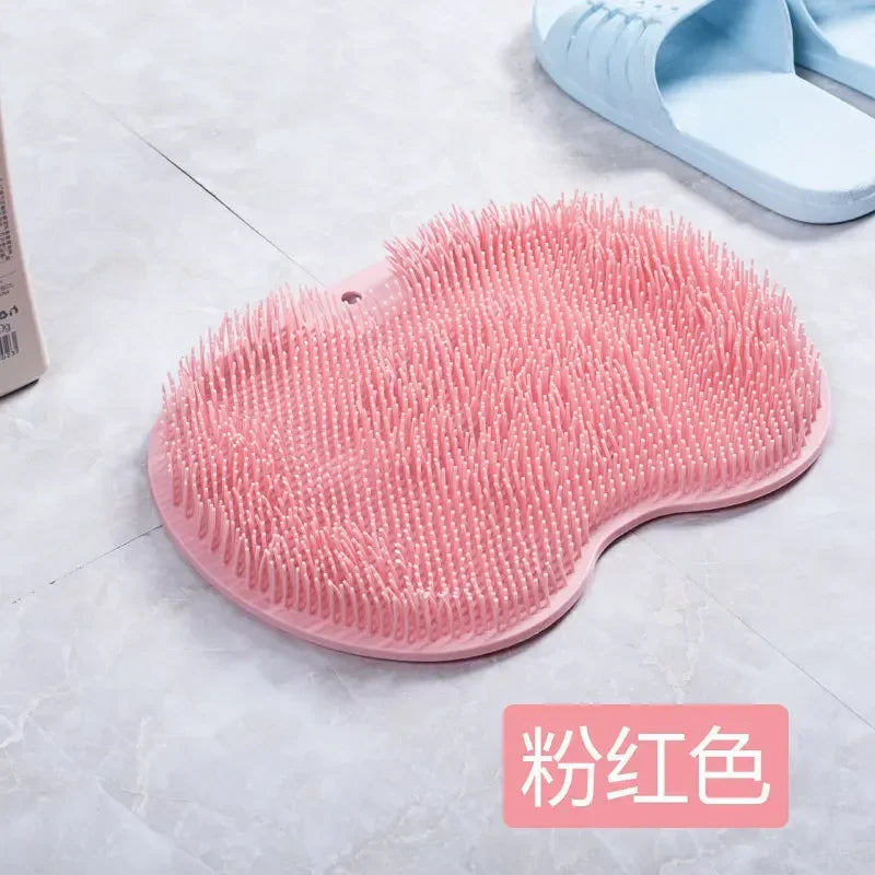 A Pink Color Shower Mat For Foot Massage And Comfort 