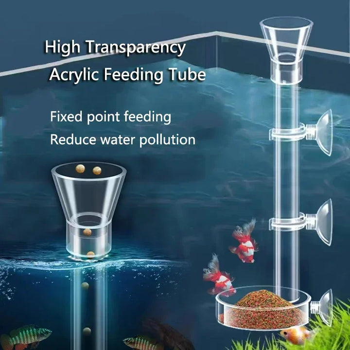 Acrylic aquarium feeder tube and dish.