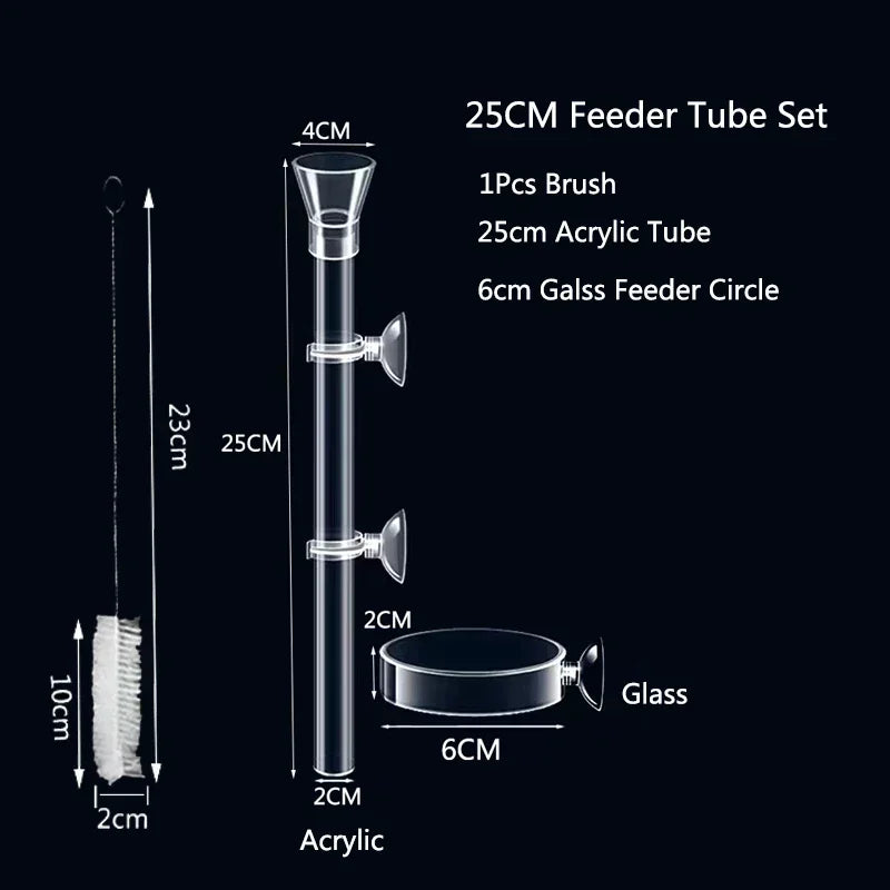 Acrylic fish tank food feeder with dish.