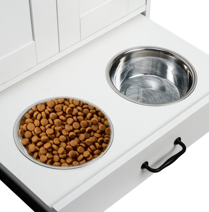 Adjustable Dog Feeding Station White