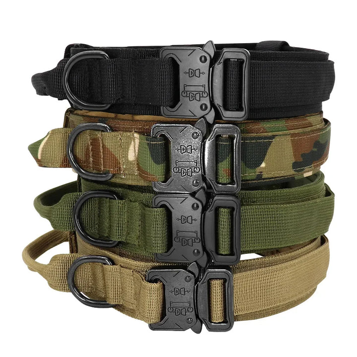 Adjustable Military Dog Collar with Breakaway Leash
