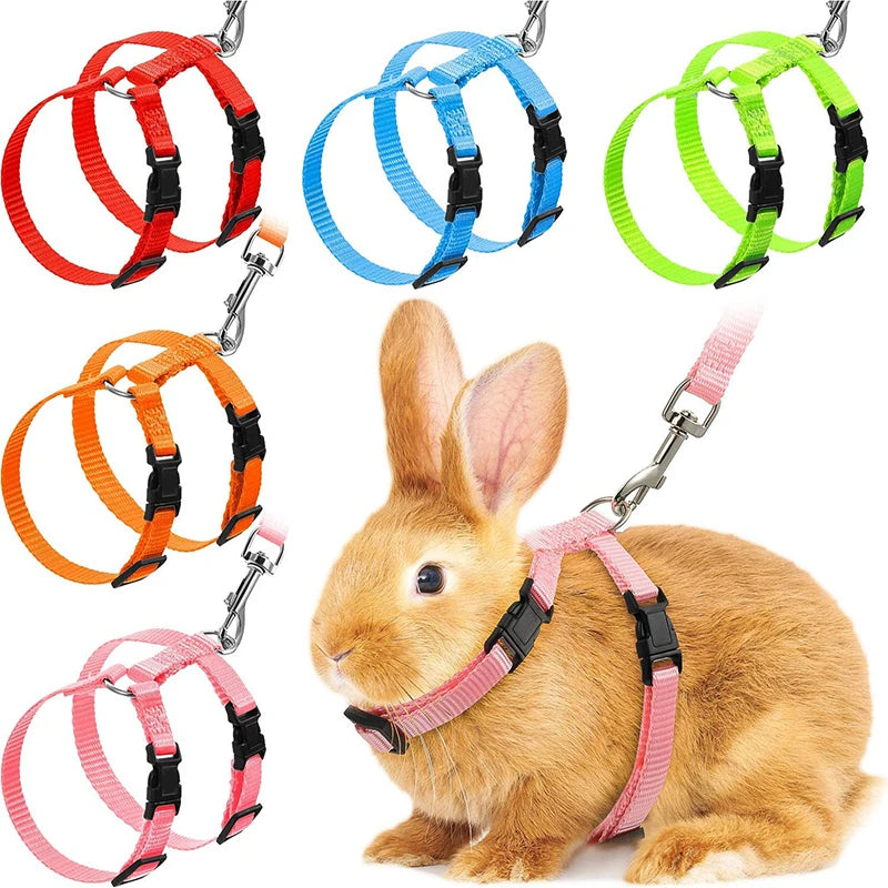 Adjustable Rabbit Cat Harness and Leash Set
