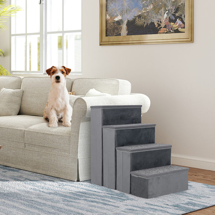 Adjustable dog stairs for couches and beds