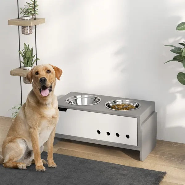 Adjustable elevated dog feeding bowls