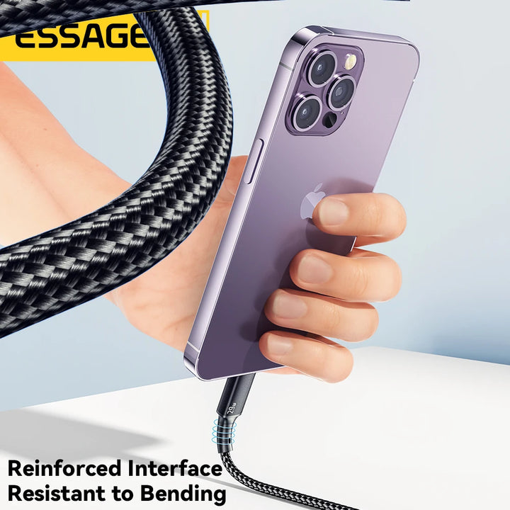 Aluminum Alloy iPhone Charging Cable – 3A in black color 

