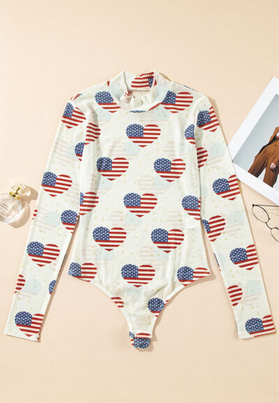 American Flag Print Bodysuit