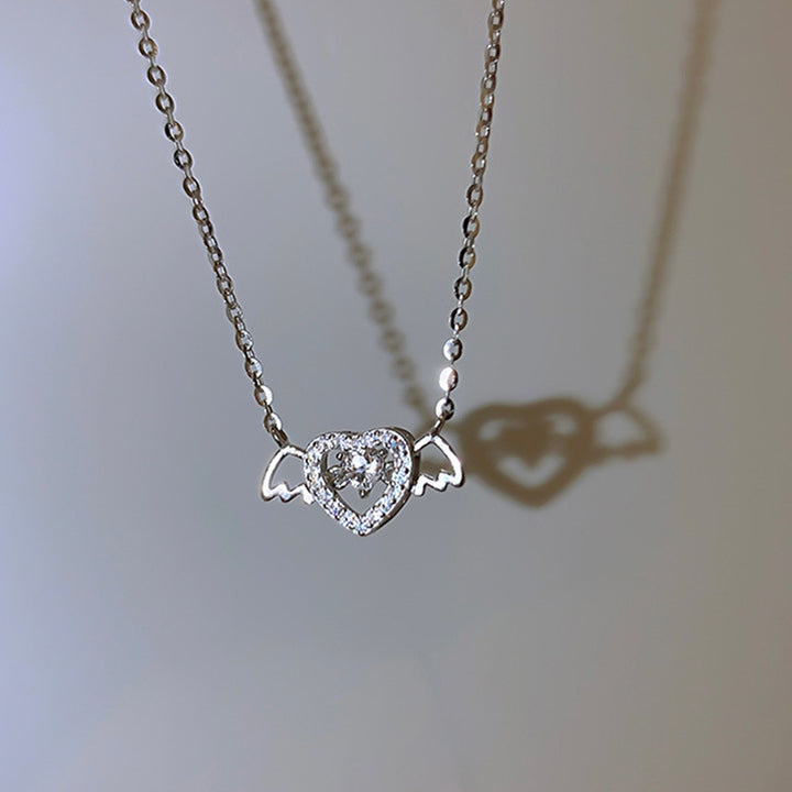 Angel wings love heart necklace