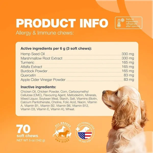 Anti-itch dog treats for skin and coat health
