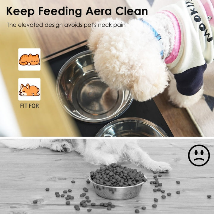 Anti-tipping pet feeding station black