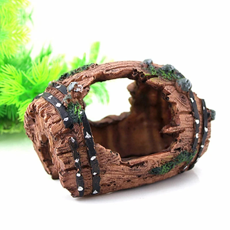 Aquarium barrel cave resin ornament