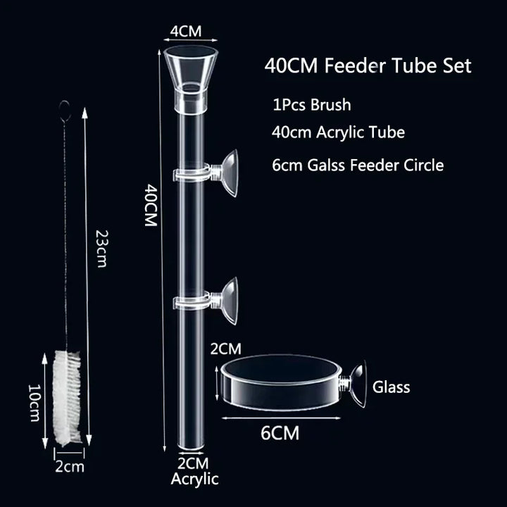 Aquarium snail feeder tube and dish combo.