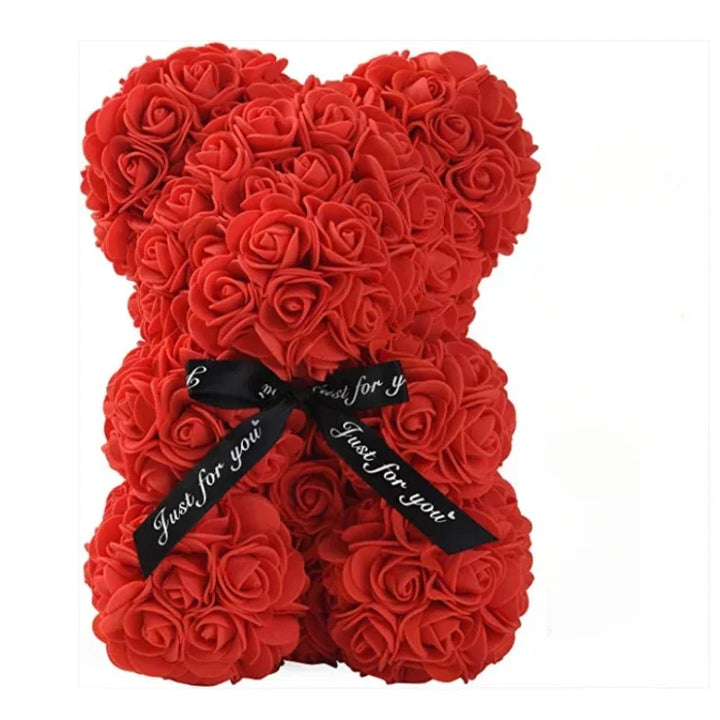 Artificial eternal rose teddy bear gift