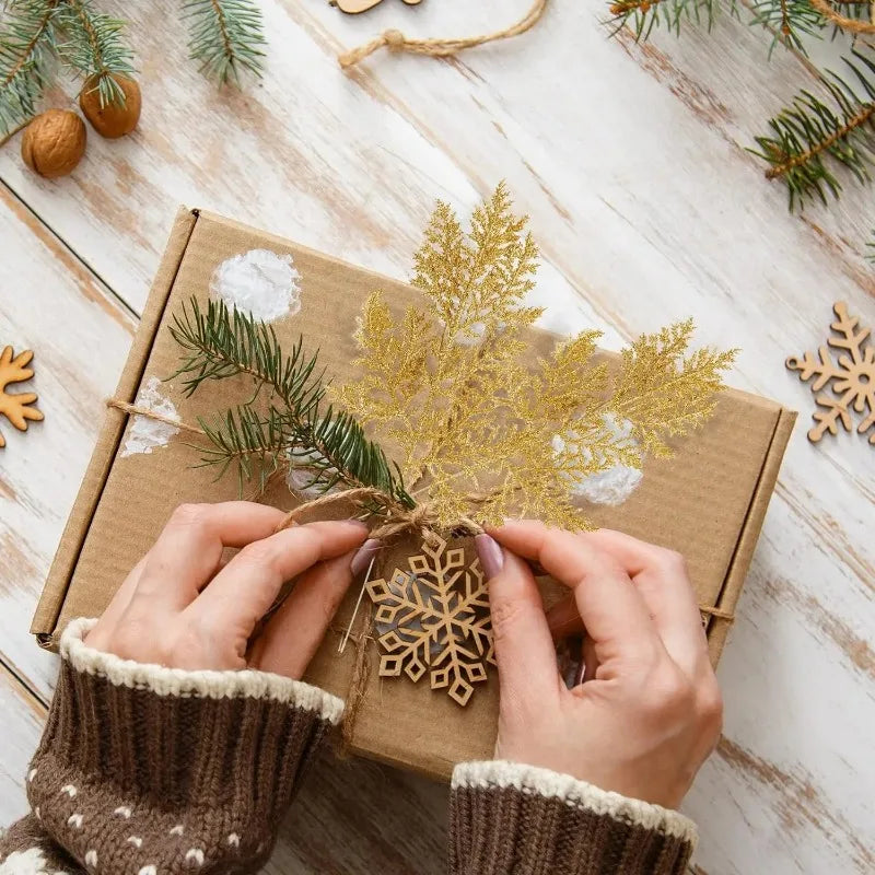 Artificial gold and silver holiday leaves