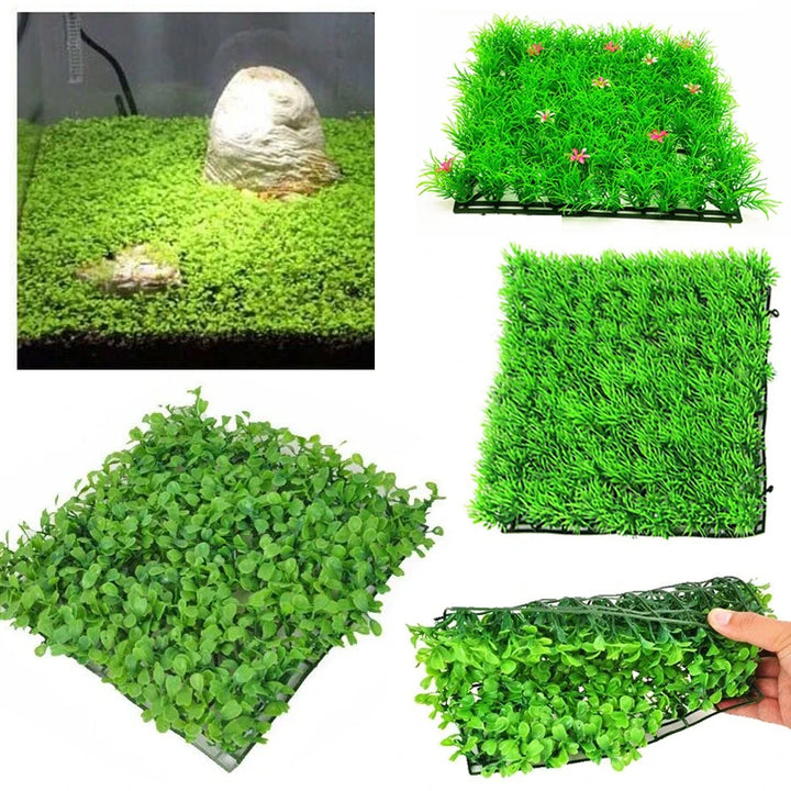 Artificial grass mats for aquariums