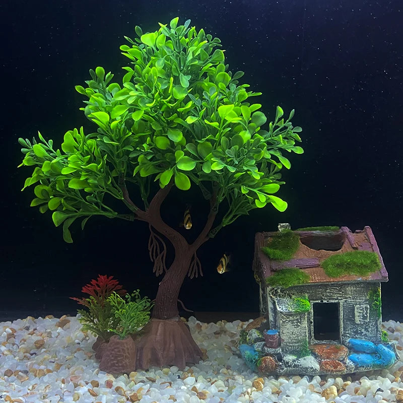 Artificial plant tree for fish tanks