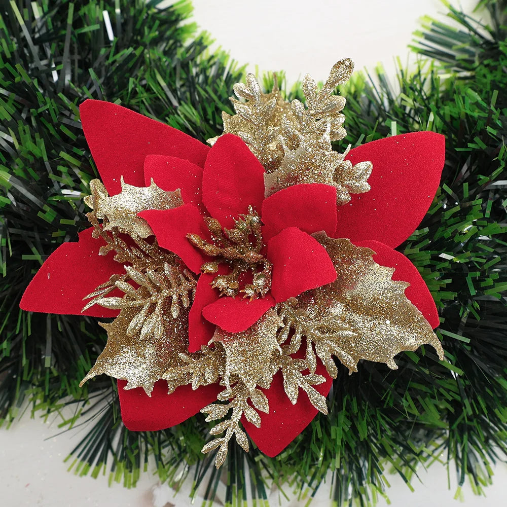 Artificial poinsettias for wedding centerpieces