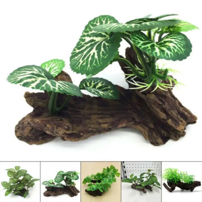 Artificial turtle tree trunk decoration for aquariums.