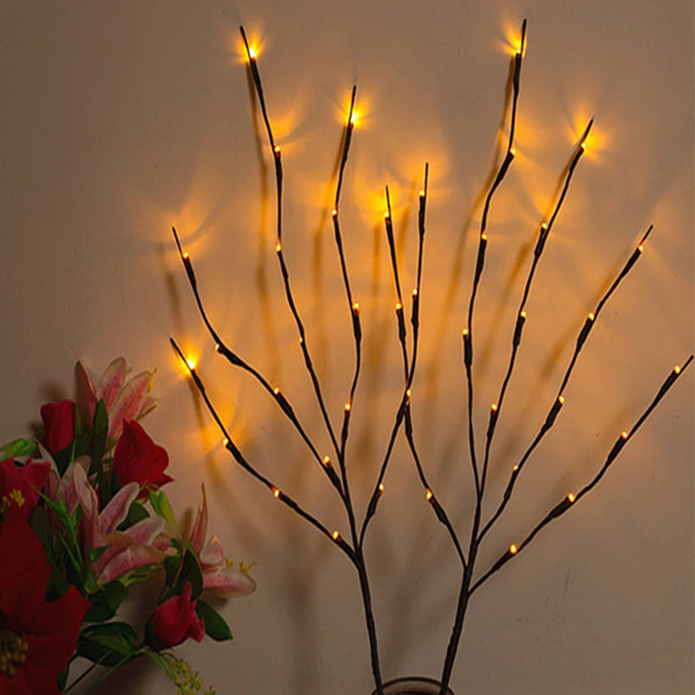 Artificial twig lights with warm LED bulbs