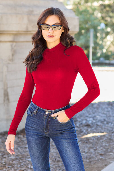 Basic Bae mock neck long sleeve silhouette