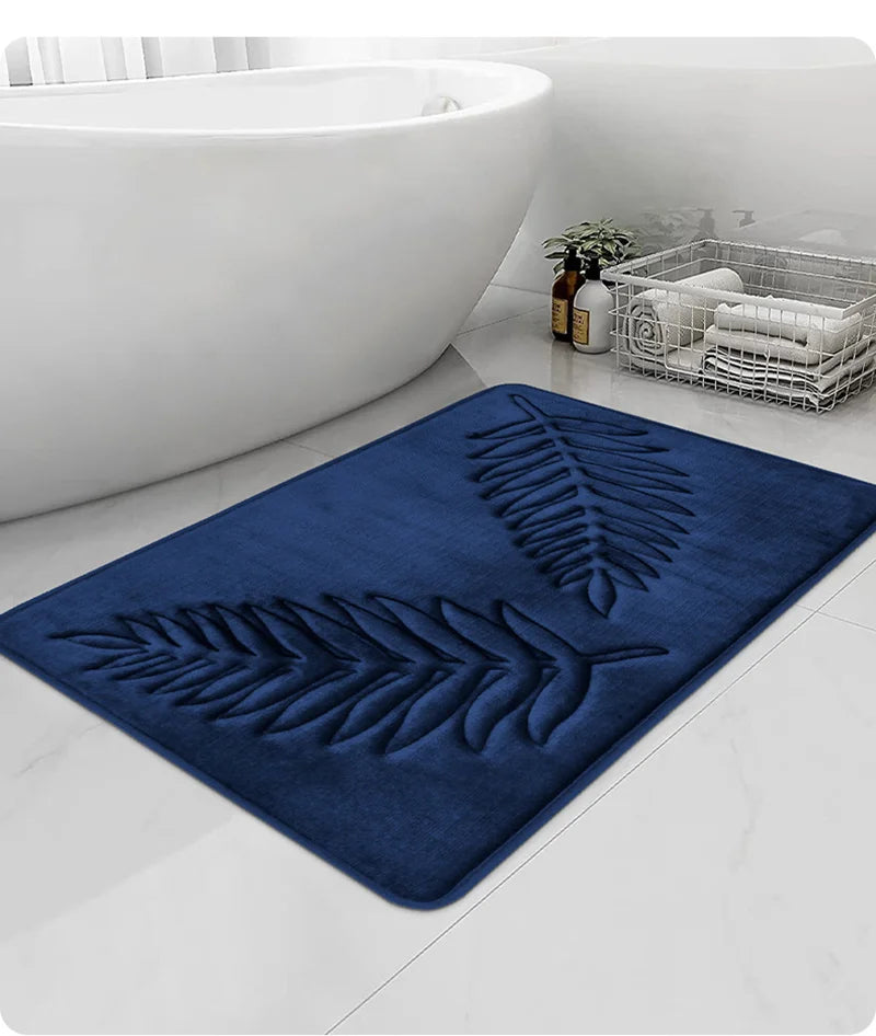 Bathroom Floor Mat with Memory Foam
in blue color 