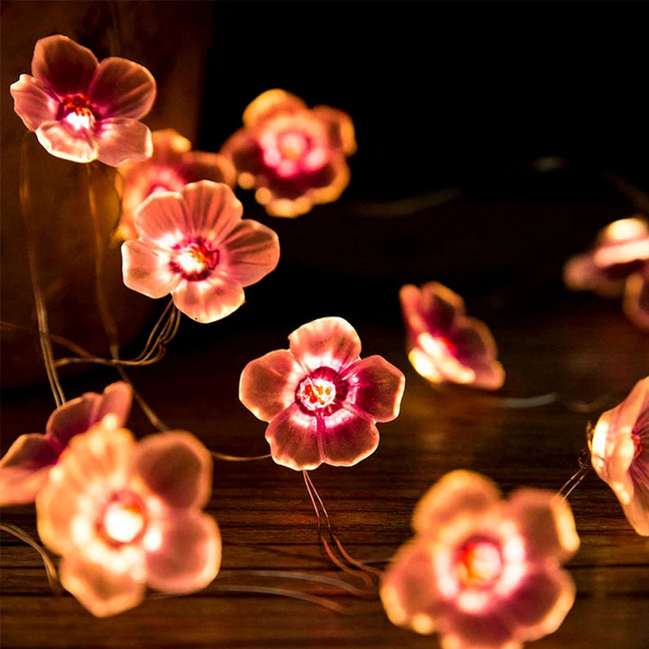 Battery Operated Pink Flower LED Fairy Lights