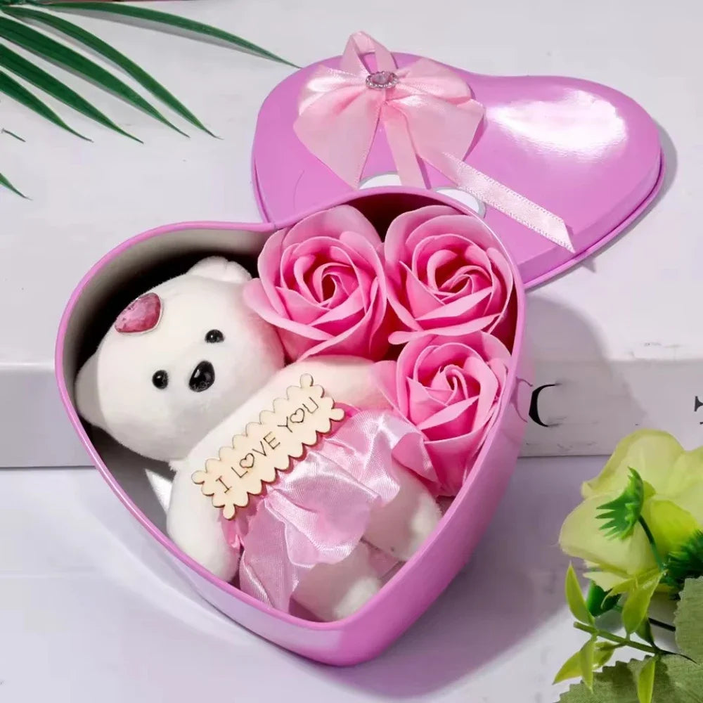 Bear soap rose gift box