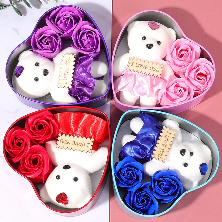 Bear soap rose love gift box