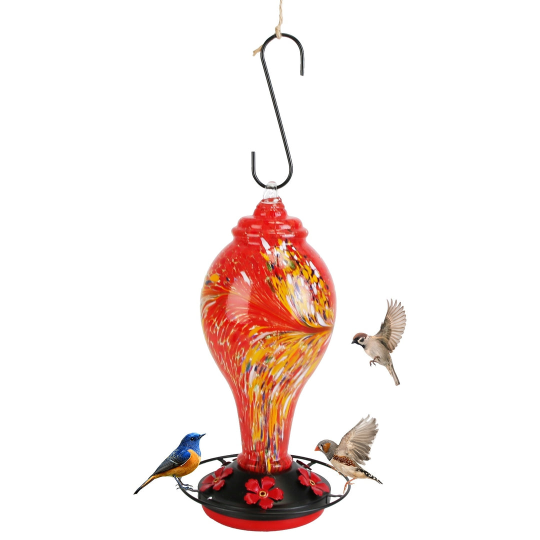 Beautiful hand-crafted glass hummingbird feeder BEAUTIFUL 