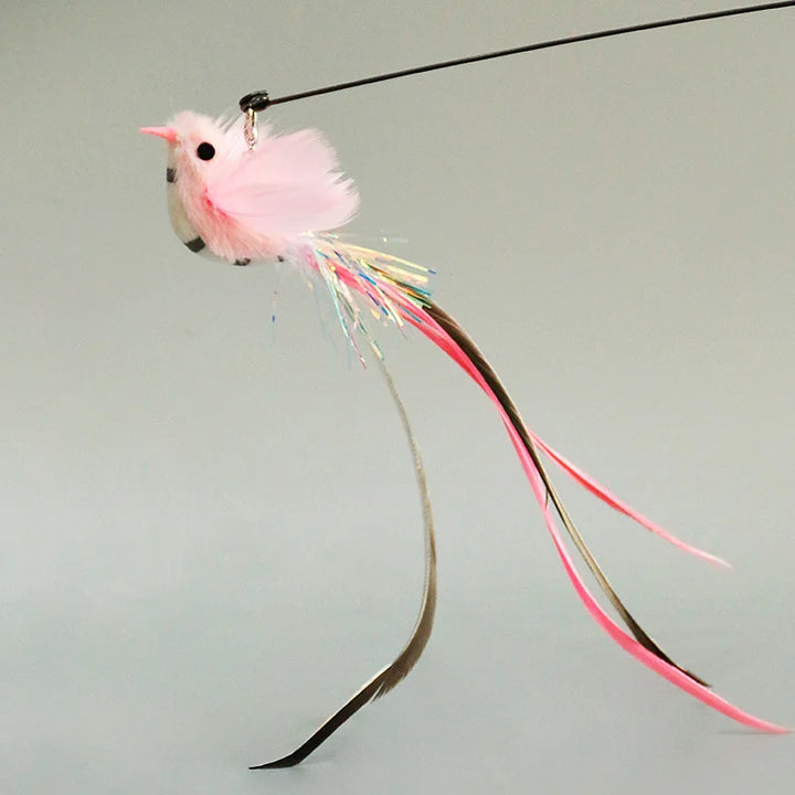 Bird Feather Cat Wand with Bell Toy