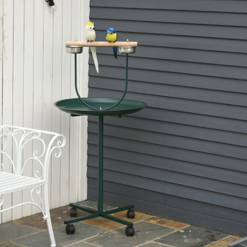Bird training perch with rolling base for parrots and pets