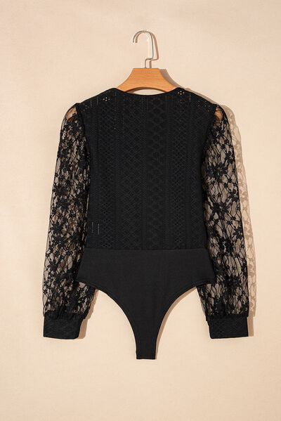 Black Eyelet Lace Bodysuit Style