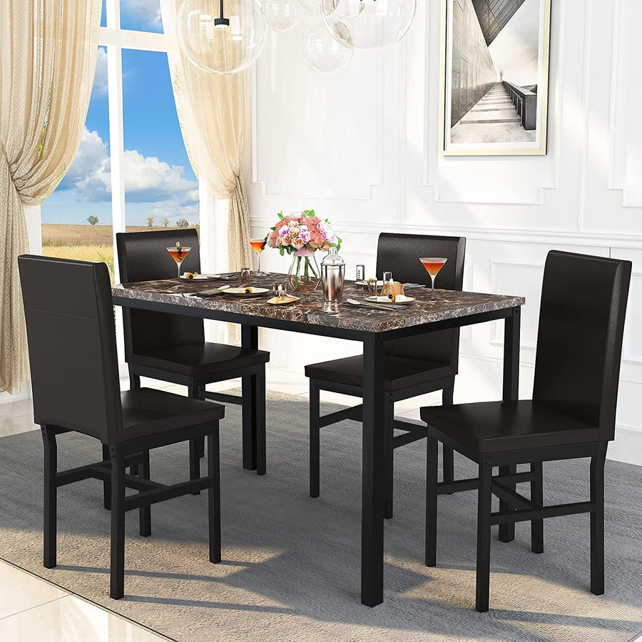 Black Faux Marble Dining Set