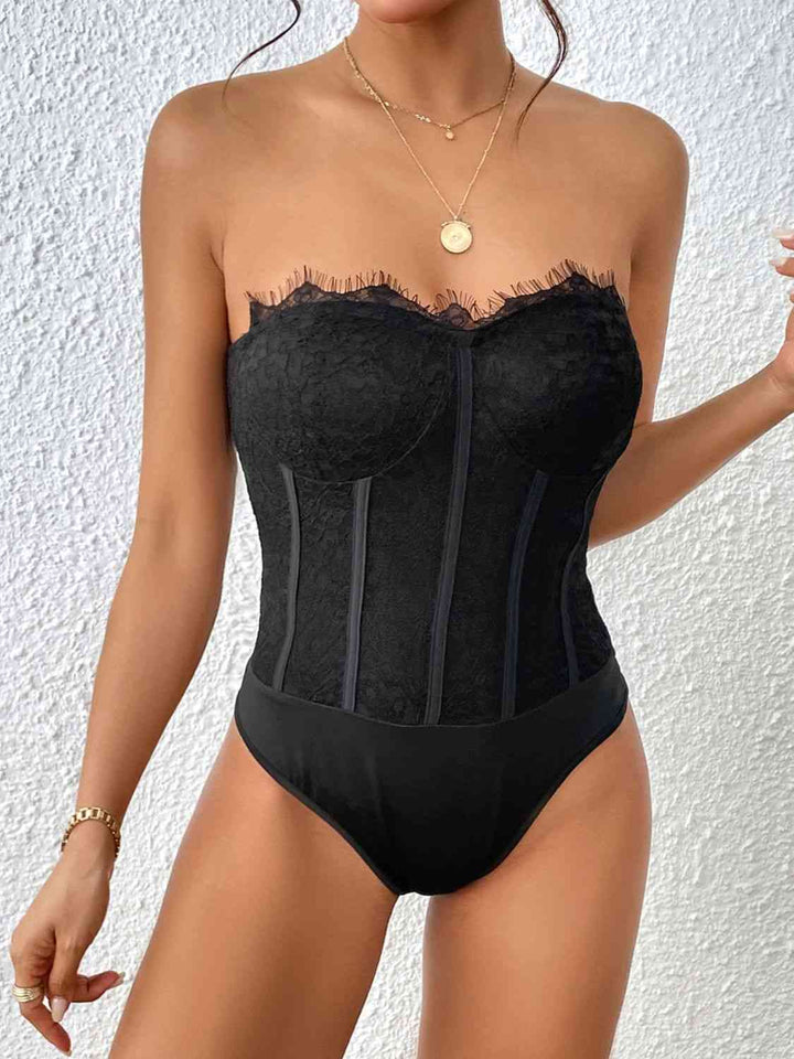 Black Sweetheart Neck Bodysuit